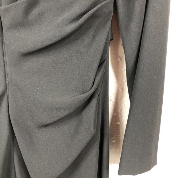 Talbots Runhof Dress Womens 12 Black Ruched Long Sleeve Event Occasion Formal - Picture 12 of 13